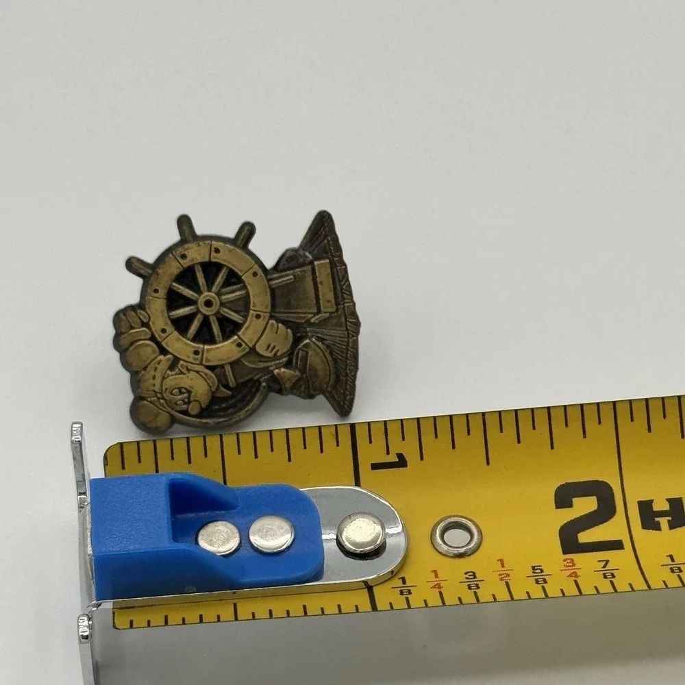 Disney Mickey Mouse‎ Ship Wheel Pin Nautical Gold Tone Cruise Era